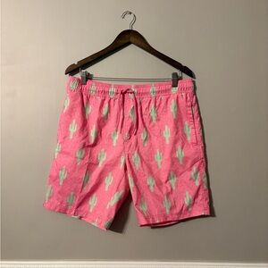 CYA Pink Cactus Swim Trunks Medium Tropical Summer Shorts